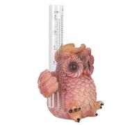 Ornement Hibou de Simulation avec Pluviomètre, Résine Marron, Jardin