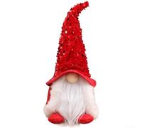 Ornement lumineux à LED avec figurine de Père Noël pour décoration de sapin de Noël en tissu doux offrant une ambiance chaleureuse (rouge)