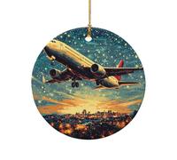 Ornement Noel Avion De Passagers Personnalisé Décoration De Sapin De Noël Rond Souvenir pour Fenêtre Fête Artisanat