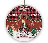 Ornement Noel Chien Springer Spaniel Anglais Je Crois Au Père Noël des Pattes Personnalisé Décoration Noel Créatif Céramique Ornement pour Vacances Famille Mur