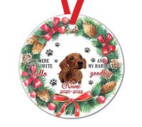 Ornement Noel Couronne De Pommes De Pin Chien Au Paradis Tu As Été Mon Adieu Le Plus Difficile Rond Décoration Sapin De Noël Élégant Céramique Ornement pour Vacances Fête Mur