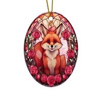 Ornement Noel Effets De Vitraux Renards Personnalisé Noël Suspendus Créatif Souvenir pour Mur Fenêtre Balcon