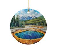Ornement Noel Le Grand Joyau Prismatique de la Source de Yellowstone | Décoration de Sapin de Noël Rond Souvenir Créatif Décoration de Noël en céramique pour balcon mur Vacances