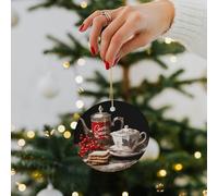 Ornement Noel L'Heure du Thé Créatif Noël Suspendus Élégant Céramique Ornement Céramique pour Activités Famille Fenêtre