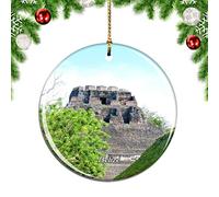 Ornement Noel Ruines Mayas De Belize Caracol Cayo Créatif Décoration Noel Élégant Ornement Céramique pour Famille Fête Fenêtre