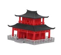 Ornement Pavillon Miniature pour Aquarium, Micro Paysage Décoratif Rouge | Plastique, Usage Polyvalent Intérieur, Aménagement de Bac, Style Traditionnel, pour Maison et Autres Lieux