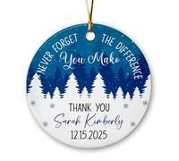 Ornement personnalisé en céramique de remerciement de Noël 2025, n'oubliez jamais la différence que vous faites - Ornement personnalisé pour enseignant, mentor, collègue, souvenir de retraite