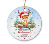 Ornement personnalisé pour bébé adopté 2025, My First Christmas As Adopted Ceramic Ornaments, Custom Name New Family Christmas Decor, Adoption Annonce Ornement Cadeau pour Bébé Garçon ou Fille