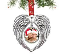Ornement Photo de Noël - Un Morceau de Mon cœur est au Paradis pour Arbre de Noël, Ornements commémoratifs personnalisés, en métal argenté, Ornement commémoratif à Suspendre
