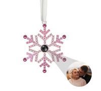 Ornement Photo Personnalisé pour Sapin de Noël, Décorations de Noël Personnalisées en Forme de Flocon de Neige, Décorations Suspendues avec Projection de Flocon de Neige avec Images à l'Intérieur