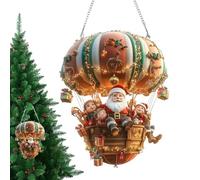 Ornement plat en acrylique - Pendentif en forme de montgolfière en forme de Père Noël, décoration d'intérieur fantaisie, art accrocheur à la lumière du soleil pour jardin, cour, dortoir, salle à