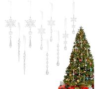 Ornement Pour Sapin De Noël - Pendentif en Acrylique Transparent 2D pour Fêtes | Ornements De Sapin En Acrylique Transparent Flocons De Neige | Pour Décoration Hivernale Rebord De Fenêtre Chambre Balc