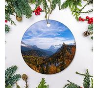 Ornement pour Sapin Dolomites Automne Tyrol du Sud Alpes Italie Céramique Ornements De Noël, Décoration De Noël avec Ficelle