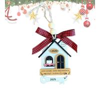 Ornement Première Maison 2024 Bois Sapin Noël Pendentif Décoration 2D Nouveau Foyer pour Hommes Femmes Couple Cadeau Pendaison Crémaillère Souvenir Maison