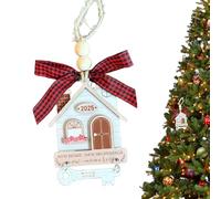 Ornement Première Maison 2024 Bois Sapin Noël Pendentif Décoration 2D Nouveau Foyer pour Hommes Femmes Couple Cadeau Pendaison Crémaillère Souvenir Maison