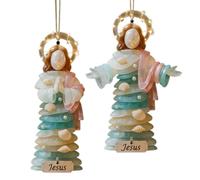 Ornement religieux Jésus - Pendentif de vacances en acrylique - Tenture murale de Noël - Décoration intérieure chrétienne - Pendentif de ferme en plein air - Lot de 2 pièces - Fonction pratique pour
