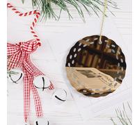 Ornement rond en céramique avec corde dorée - Décoration de Noël journal 2025, souvenir commémoratif, décoration d'arbre de Noël, décoration d'arbre de Noël, décorations à suspendre pour sapin de Noël