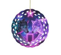 Ornement rond en céramique de 8,1 cm, découpe élégante, loups de foudre, décorations de Noël 2025 décoratives à suspendre pour arbres de Noël, décoration de fête de vacances