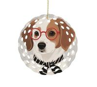 Ornement rond en céramique de 8,1 cm, découpe élégante, portrait hipster, décorations de Noël 2025 à suspendre pour arbres de Noël, décoration de fête de vacances