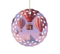 Ornement rond en céramique de 8,1 cm, design élégant de découpe, ballons volants, décorations de Noël 2025 décoratives à suspendre pour arbres de Noël, décoration de fête de vacances