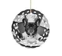 Ornement rond en céramique de 8,1 cm, design élégant de découpe, décorations de Noël amusantes en forme de chien 2025 à suspendre pour arbres de Noël, décoration de fête de vacances