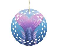 Ornement rond en céramique de 8,1 cm, design élégant de découpe, décorations de Noël en forme de queue de sirène, décorations de Noël 2025 à suspendre pour arbres de Noël, décoration de fête de