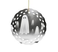 Ornement rond en céramique de 8,1 cm, design élégant de découpe, décorations de Noël fantômes 2025 à suspendre pour arbres de Noël, décoration de fête de vacances