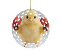 Ornement rond en céramique de 8,1 cm, design élégant de découpe, joli poussin de boxe jaune, décorations de Noël 2025 décoratives à suspendre pour arbres de Noël, décoration de fête de vacances