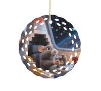 Ornement rond en céramique de 8,1 cm, design élégant de découpe, mignon cochon d'Inde 3D, décorations de Noël 2025 décoratives à suspendre pour arbres de Noël, décoration de fête de vacances
