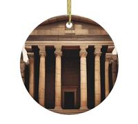 Ornement rond en céramique reliques anciennes avec impression double face pour décoration de vacances à suspendre souvenir