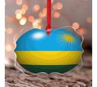Ornement Rwanda souvenir d'Amérique latine, pays hispanique, drapeau européen, Asie, Afrique, drapeaux, pendentif de fenêtre, décoration de panneau de fenêtre, pendentif rond transparent pour enfants