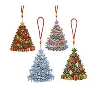 Ornement Sapin Noël 4pcs Kit Créatif Plastique | Transfert artistique simple, style 2D pour étincelant, pour idéal passe-temps, finition , design unique(Christmas Tree)