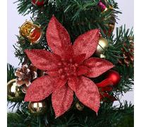 Ornement Sapin Noël Poinsettia Pailleté 9cm 10pcs Multi Couleurs | Ensemble de fleurs pailletées 9cm pour pe pour arbre fêtes mariages pour facile à accrocher et crée une ambiance festive
