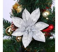 Ornement Sapin Noël Poinsettia Pailleté 9cm 10pcs Multi Couleurs | Ensemble de fleurs pailletées 9cm pour pe pour arbre fêtes mariages pour facile à accrocher et crée une ambiance festive