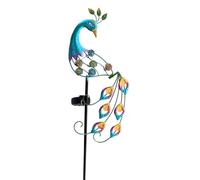 Ornement solaire décoratif en métal, motif paon, idéal pour le jardin et l'extérieur, apporte un éclairage et un style décoratif.