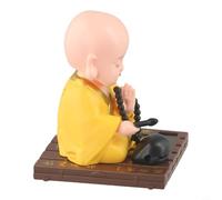Ornement solaire en forme de moine secouant la voiture - Ruban adhésif décoratif en tissu ABS pour voiture, maison, bureau - Figurine de poupée qui hoche la tête avec double face vers le haut