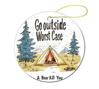 Ornement Sortez, Au Pire Un Ours Vous Tuera. Ornements avec Ruban Doré Noël Décoration pour Maison Fête Vacances