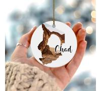 Ornement souvenir d'architecture carte bâtiment art paysage rond décoration de sapin de Noël en céramique personnalisée construction moderne œuvre d'art paysage urbain boule de Noël pour décoration