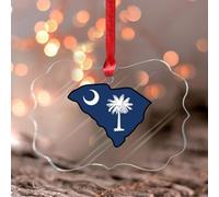 Ornement souvenir de la Caroline du Sud - Carte des États-Unis - Drapeau papillon - Décoration de sapin de Noël - Souvenir de l'histoire américaine U - Boule de Noël en acrylique pour les fêtes de fin