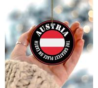 Ornement souvenir d'État « The Greatest Place on Earth » - Drapeau d'État de voyage - Sports - Décoration ronde en céramique double face - Carte du monde - Boule de Noël pour décoration d'intérieur