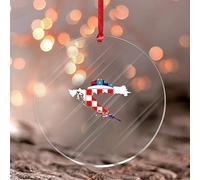 Ornement souvenir drapeau de la ville de la Croatie - Souvenir rond - Décoration de sapin de Noël en acrylique - Boule de Noël pour Noël - Décoration d'intérieur