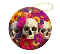 Ornement Squelette d'halloween Rétro Milieu du Siècle Botanique Ornements avec Ruban Doré Noël Hanging pour Maison Vacances Bureau