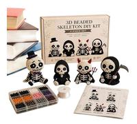Ornement squelette en perles 3D - 10 cm - Décoration d'Halloween - Objet de bricolage - Décoration artisanale - Pour fête, école, dortoir, bricolage, collectionneur, adultes, débutants, kit créatif