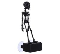 Ornement Squelette pour Aquarium Fête Halloween, Bulleur Noir en Pla | Base à Ventouse, Joints Réglables, pour Aquariums D’eau Douce et Bureaux, Mouvement Animé