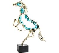 Ornement Statue Art Art Métal Cheval Statue Décor, Sculpture de Cheval Moderne Artisanat 14,5 "Statue en Résine Saut Cheval Étalon Sculpture Rustique Métal Statue Décorations