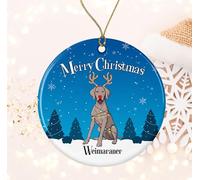 Ornement Suspendu Au Sapin De Noël Amoureux des Animaux De Compagnie Braques De Weimar Rond Sapin De Noël Décorations Créatif Souvenir pour Vacances Salon Fenêtre