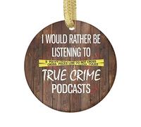 Ornement Suspendu Au Sapin De Noël Je Préférerais Écouter Un Podcast sur Les Crimes Réels Personnalisé Sapin De Noël Décorations Rond Céramique Ornement Céramique pour Salon Artisanat Balcon