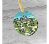 Ornement Suspendu Au Sapin De Noël Ruines Mayas De Tulum Au Mexique Créatif Décoration Sapin De Noël Élégant Souvenir pour Famille Fête Fenêtre