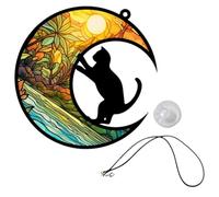 Ornement Suspendu Chat Lune en Acrylique pour Fenêtre et Mur | Décoration Intérieure Artistique, sans Odeur ni Bavure, Ne Se Décolore Pas, pour Cour et Patio