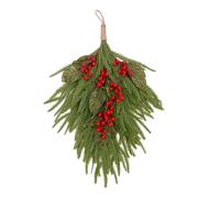 Ornement Suspendu De Branche Pin Réaliste avec des Pommes Pin Baies Rouges pour La Décoration Intérieure Et Extérieure Fête Noël Décoration Noël Intérieure Et Extérieure